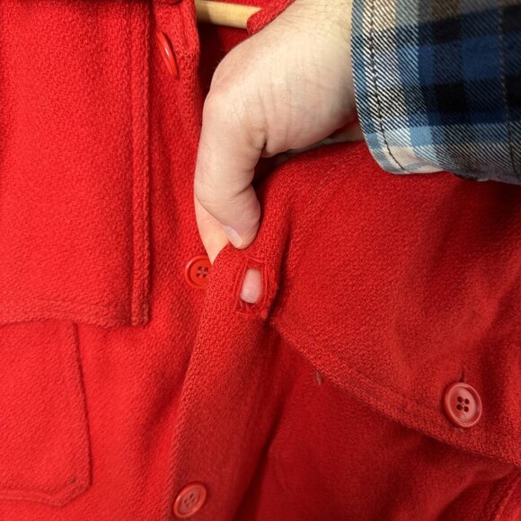 Vintage 60s Pioneer Men M/L Wool Red Hunting Shacket Jacket Cruiser Mackinaw - Picture 5 of 9